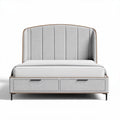 Letto matrimoniale con contenitore in legno e tessuto grigio 200 x 160 x 100cm