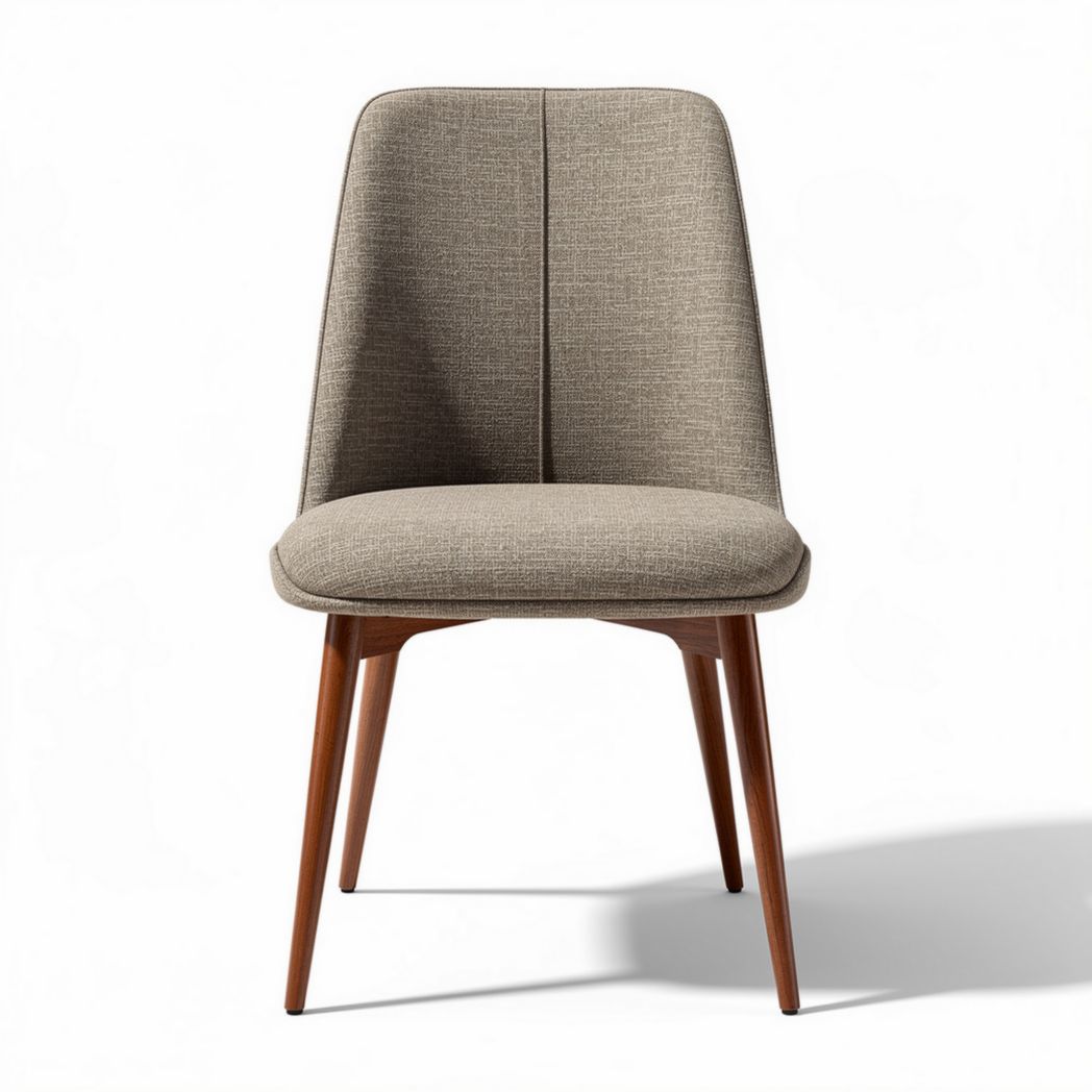 Sedia dal design moderno in tessuto beige con gambe in legno 45 x 50 x 90cm