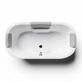 Vasca da bagno rettangolare in acrilico bianco 150 x 75 x 50cm con maniglie grigie