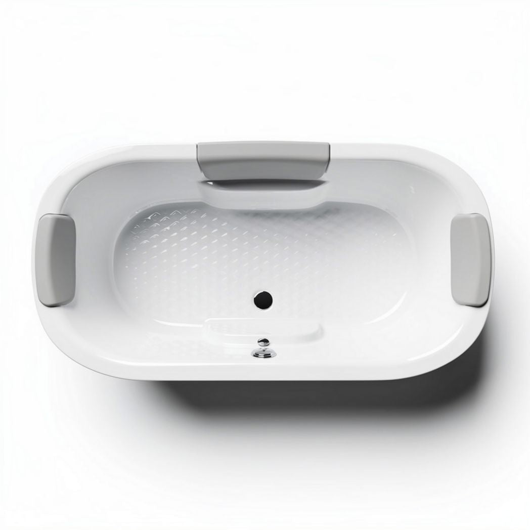 Vasca da bagno rettangolare in acrilico bianco 150 x 75 x 50cm con maniglie grigie