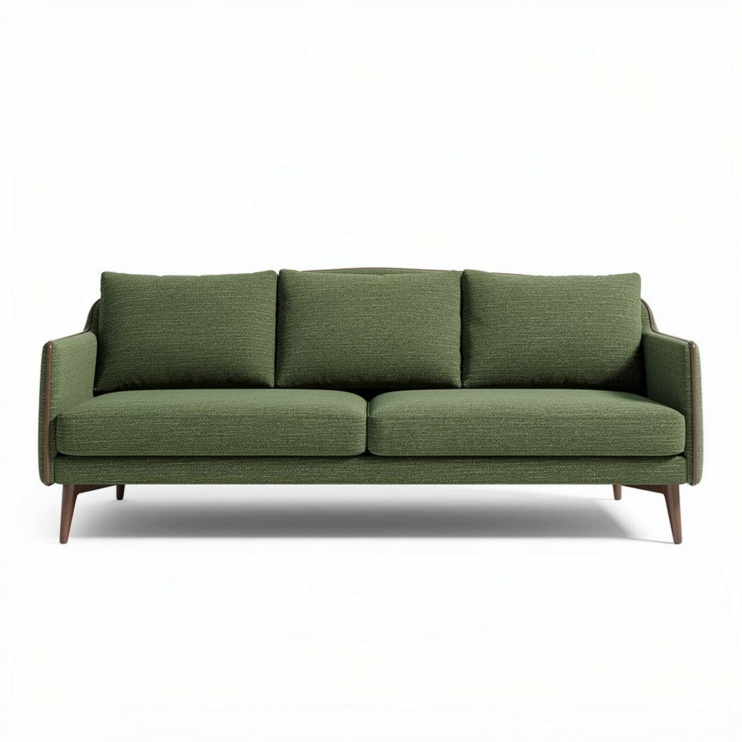 Divano verde in tessuto 200 x 90 x 85cm con struttura in legno