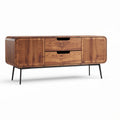 Credenza in legno massello di noce con due cassetti e dimensioni 120 x 40 x 60cm