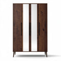Armadio in legno scuro con specchi e tre ante 180 x 90 x 45cm