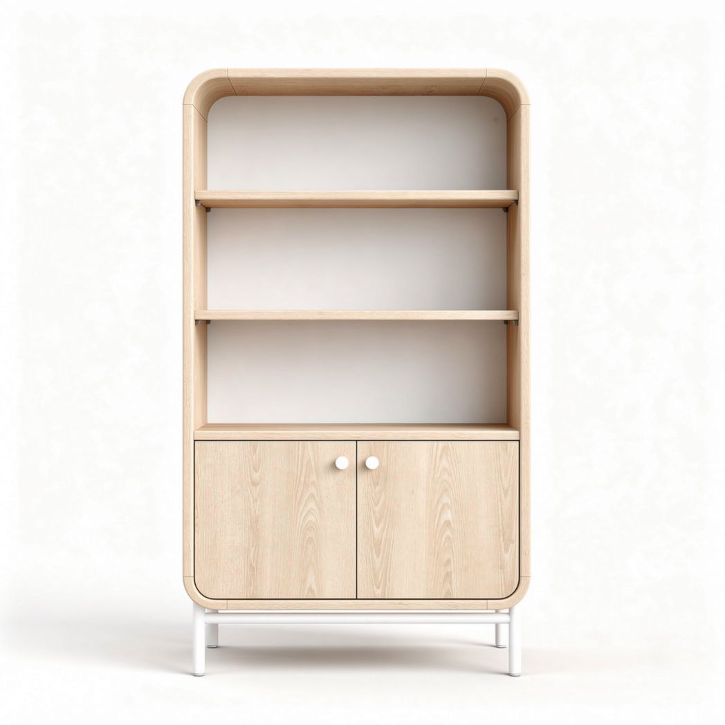 Mobiletto in legno chiaro con ripiani regolabili e ante 80 x 40 x 160cm