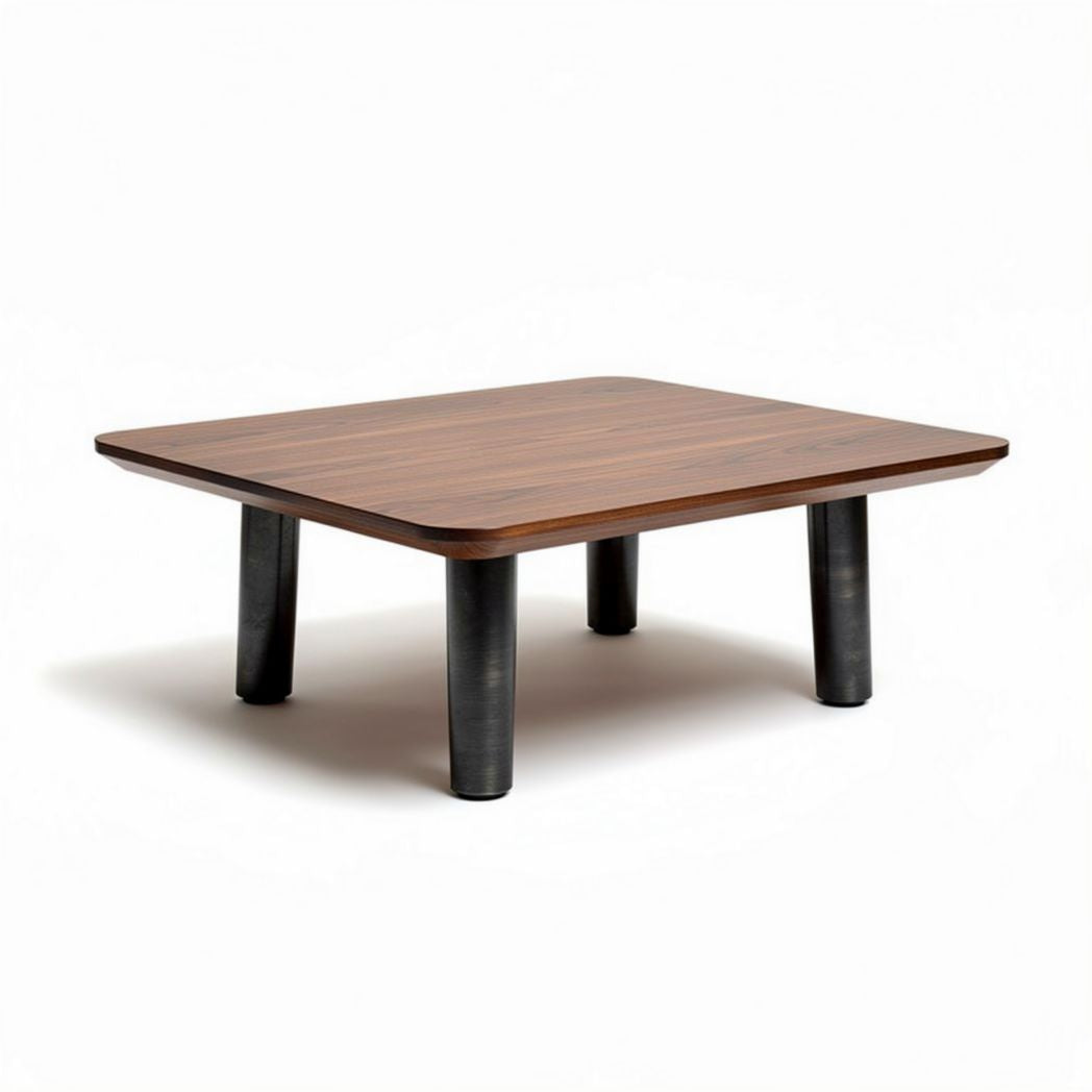 Tavolino quadrato in legno rovere 100 x 100 x 40cm con gambe nere