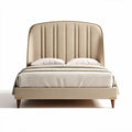 Letto matrimoniale 200 x 160 x 100 cm in tessuto beige con testiera imbottita
